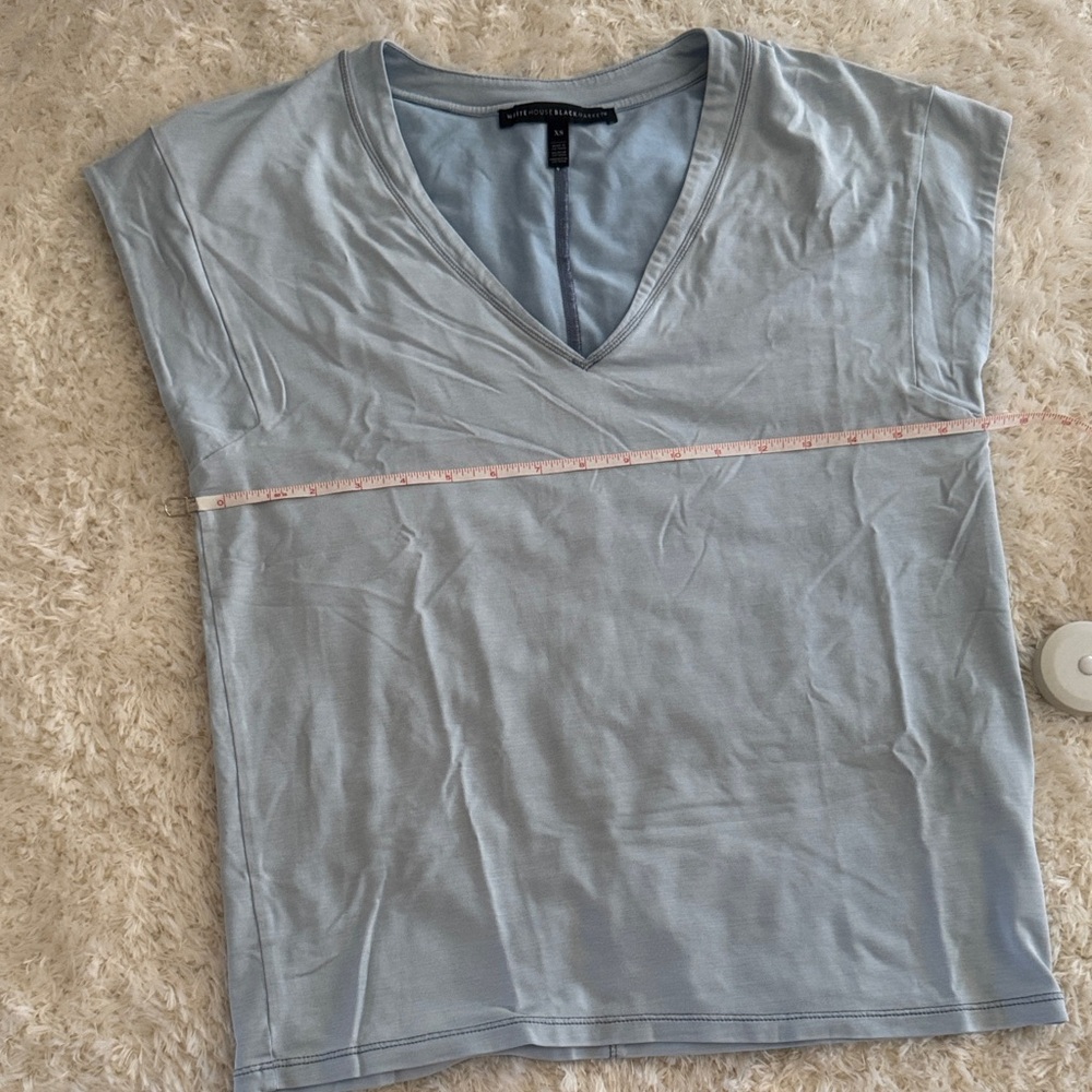 White House Black Market Sky Blue V-Neck Tee